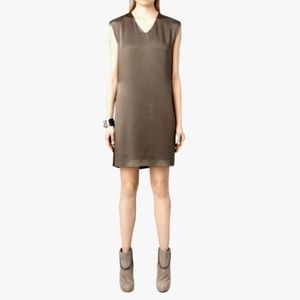 All Saints Velia Italian satin cloth draped sleeveless mini dress women's size 6